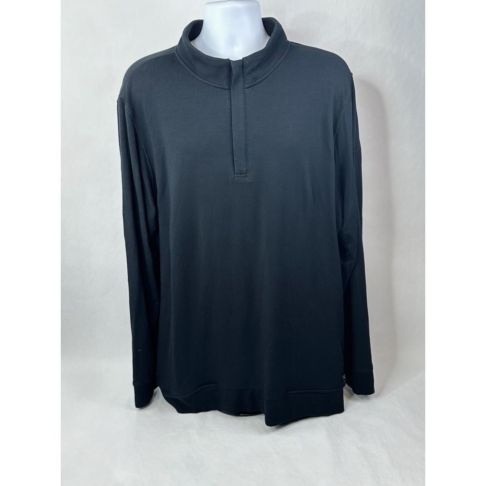 Travis Mathew Quarter Zip Sweater Mens 2XL Black Pockets Company Logo